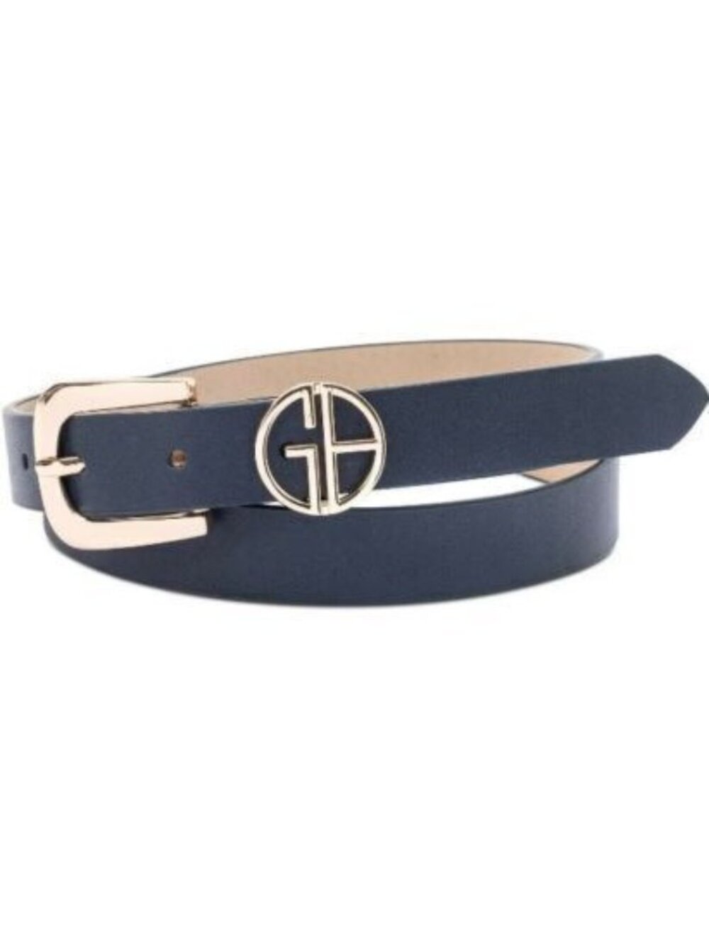 Giani Bernini Logo Keeper Belt, 1” wide, Faux-leather, Navy